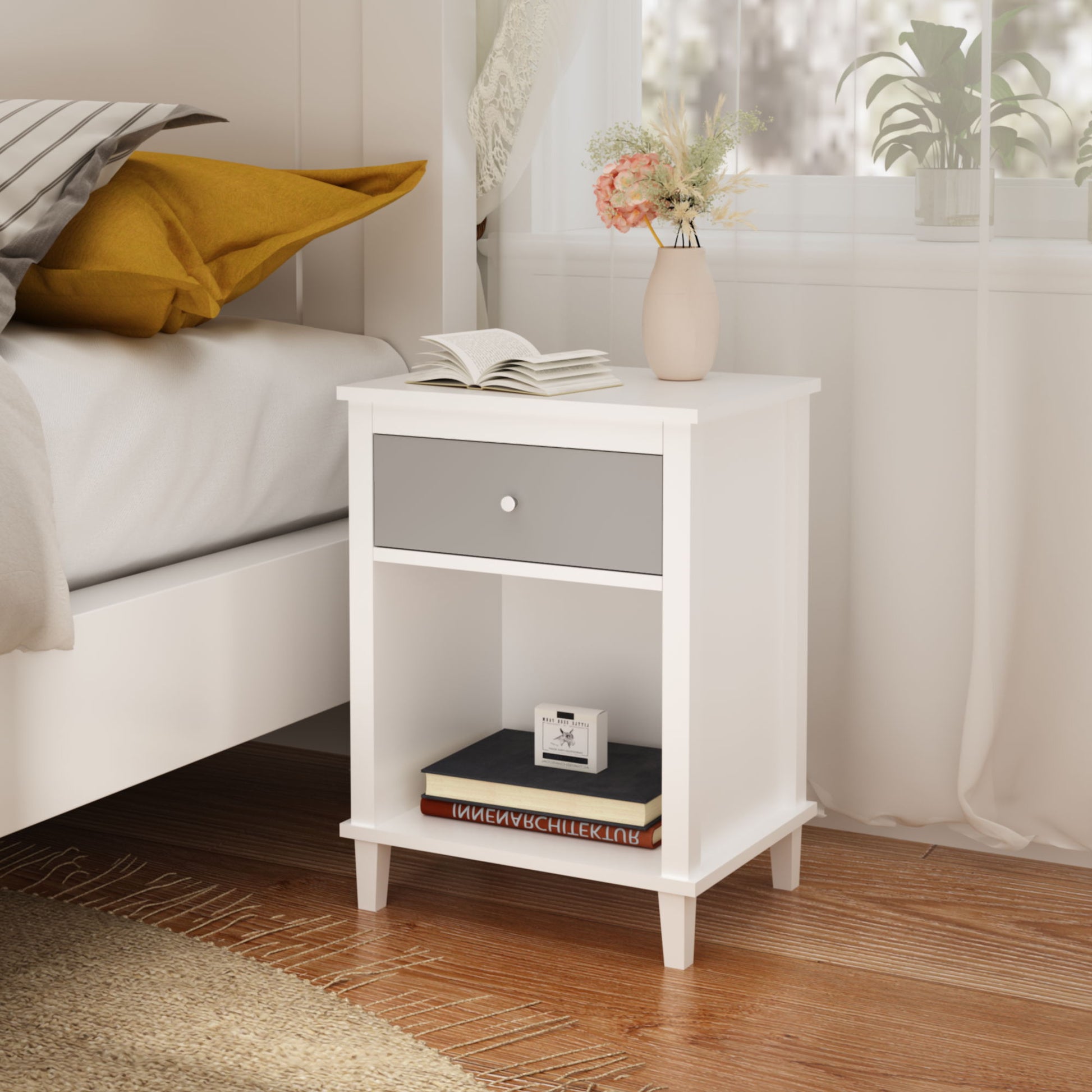 Nightstand With 1 Drawer 1 Shelf - The Sleep Loft - Online Mattress Showroom NYC