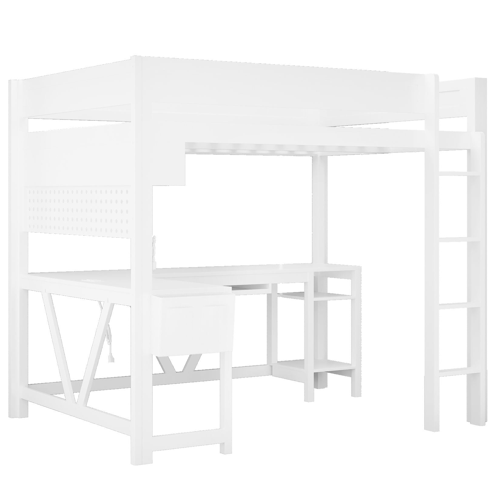 Gaming Loft Bed With Desk, Storage Shelves, LED And Charging Station - The Sleep Loft - Online Mattress Showroom NYC