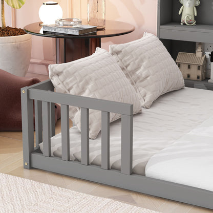 Floor Bed With Side Bookcase, Shelves, Guardrails - The Sleep Loft - Online Mattress Showroom NYC