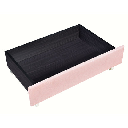 Queen Size Storage Bed Linen Upholstered Platform Bed & Two Drawers - Pink - The Sleep Loft - Online Mattress Showroom NYC
