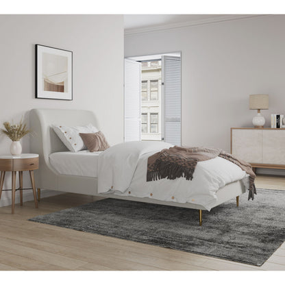 Mid-Century Modern Upholstered Bed With Curved Headboard - The Sleep Loft - Online Mattress Showroom NYC