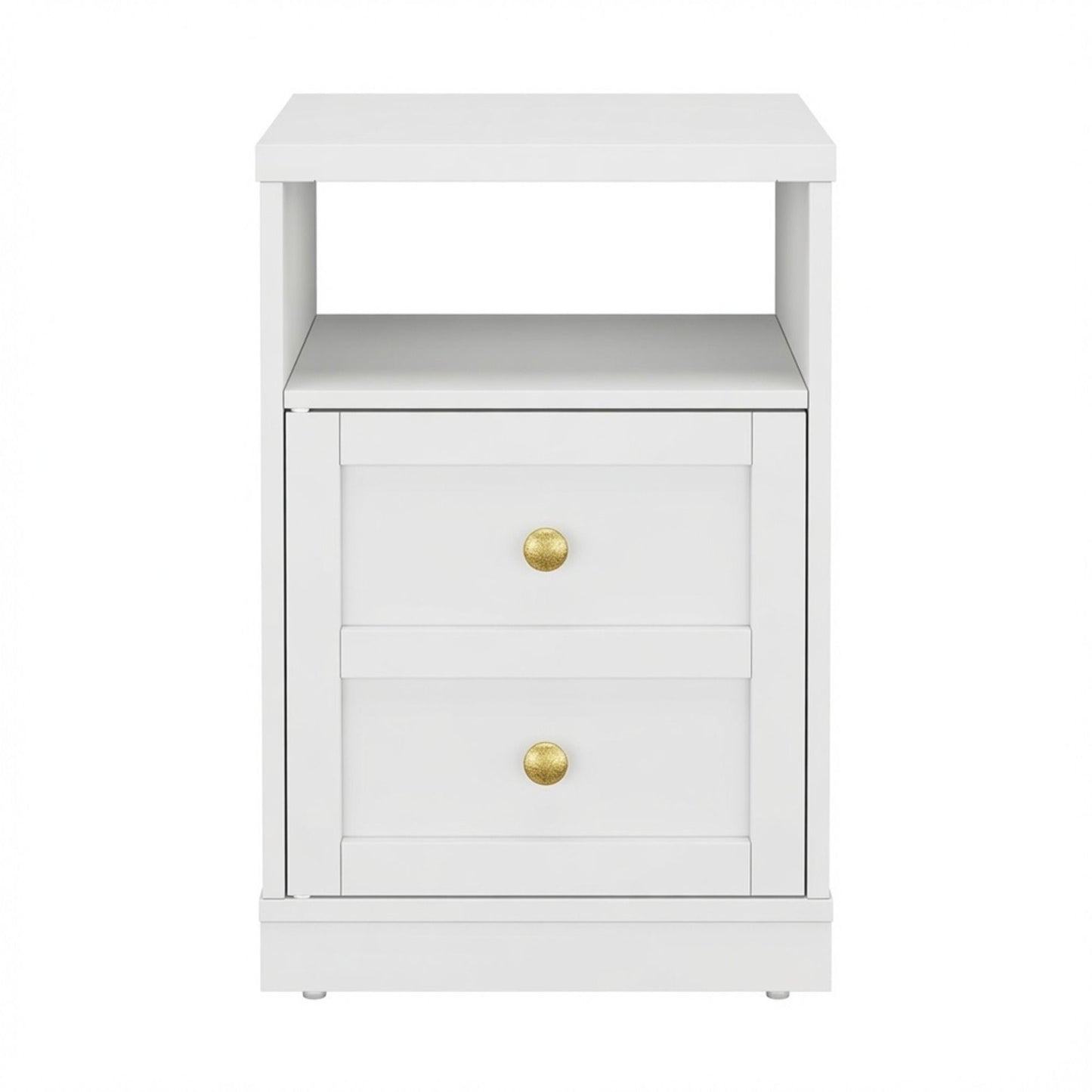 Nightstand With Door & Shelf, 2 Drawer Side Table