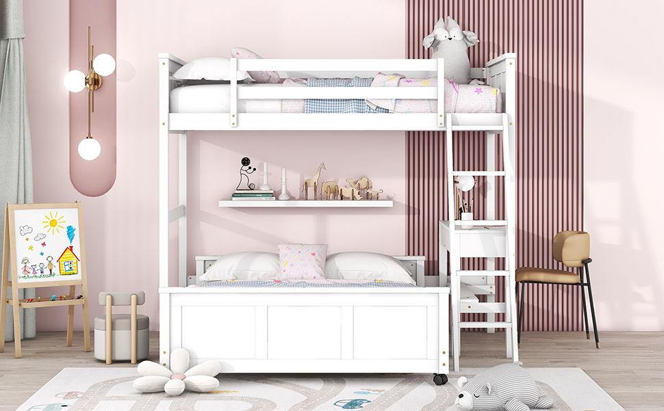 Full Over Full Bunk Bed With Desk - The Sleep Loft - Online Mattress Showroom NYC