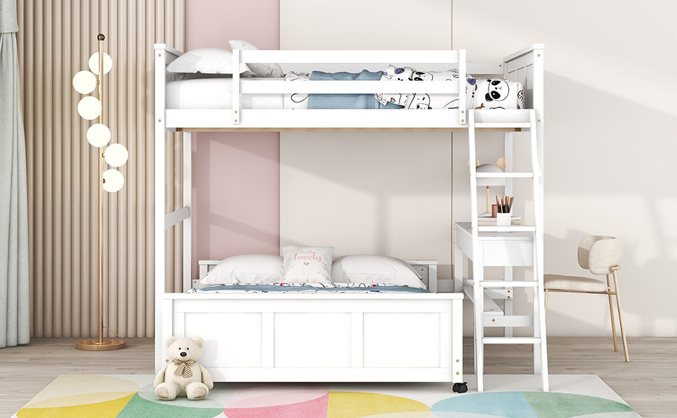 Full Over Full Bunk Bed With Desk - The Sleep Loft - Online Mattress Showroom NYC