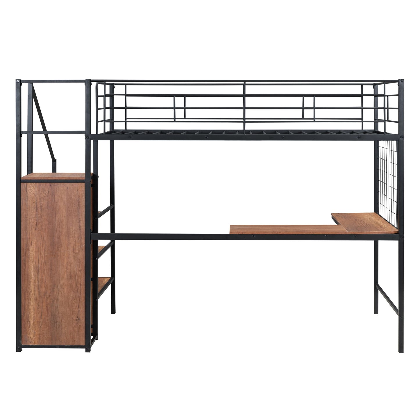 Loft Bed With Desk And Grid, Stylish Frame With Lateral Storage Ladder And Wardrobe - The Sleep Loft - Online Mattress Showroom NYC