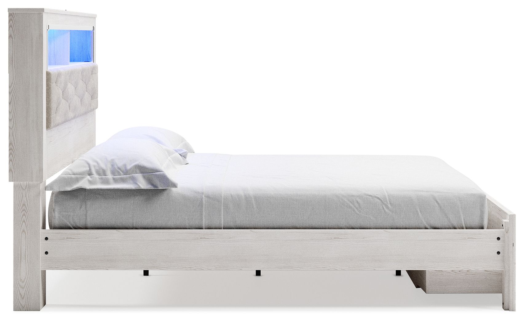Altyra - King Upholstered Bookcase Bed With Storage - White - The Sleep Loft - Online Mattress Showroom NYC