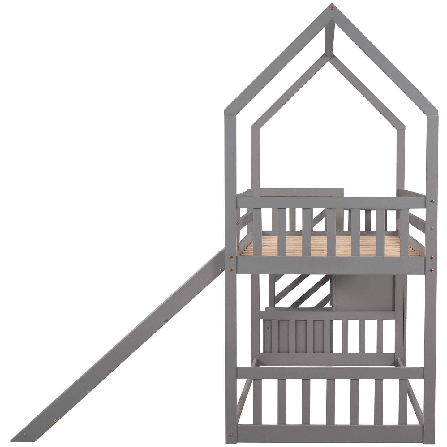Twin Over Twin House Bunk Bed With Convertible Slide, Storage Staircase - The Sleep Loft - Online Mattress Showroom NYC