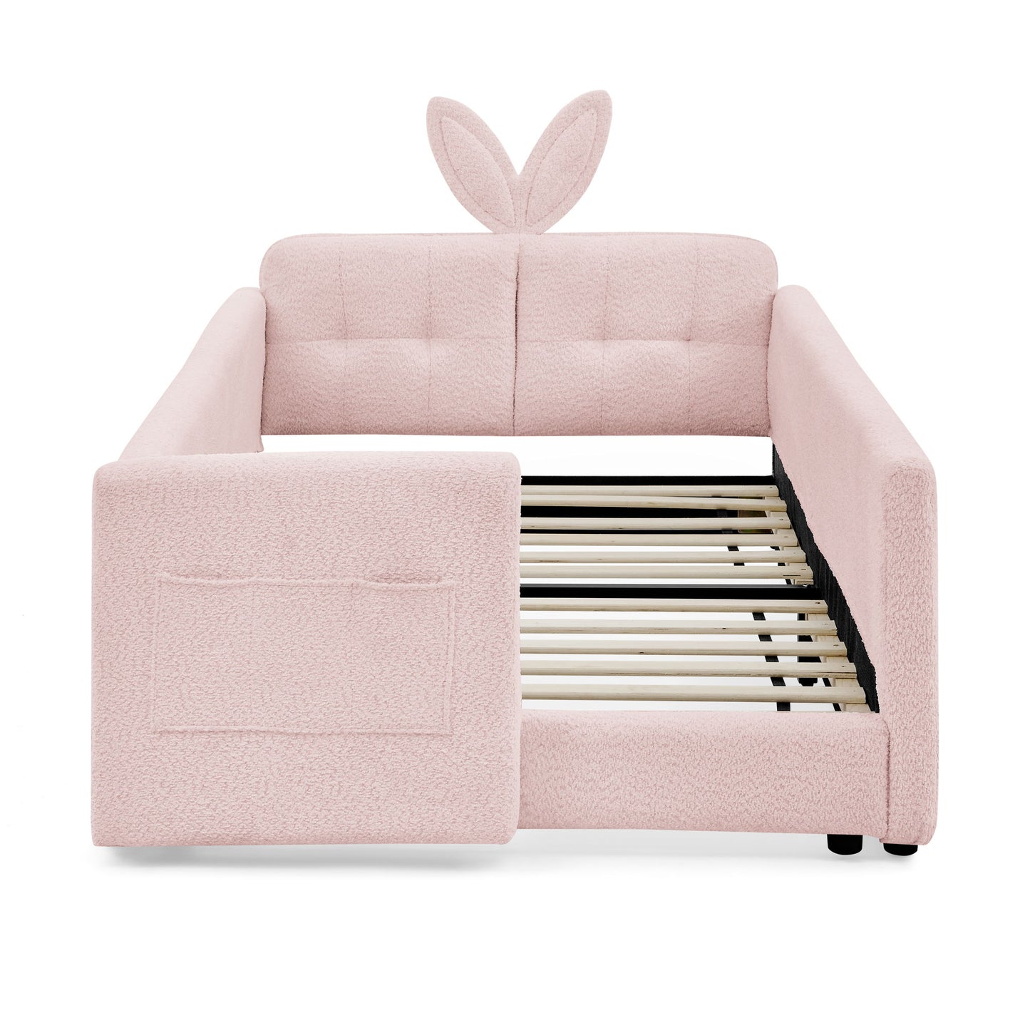 Cute Rabbit Ear Upholstered Platform Bed Frame With Safety Rail - The Sleep Loft - Online Mattress Showroom NYC