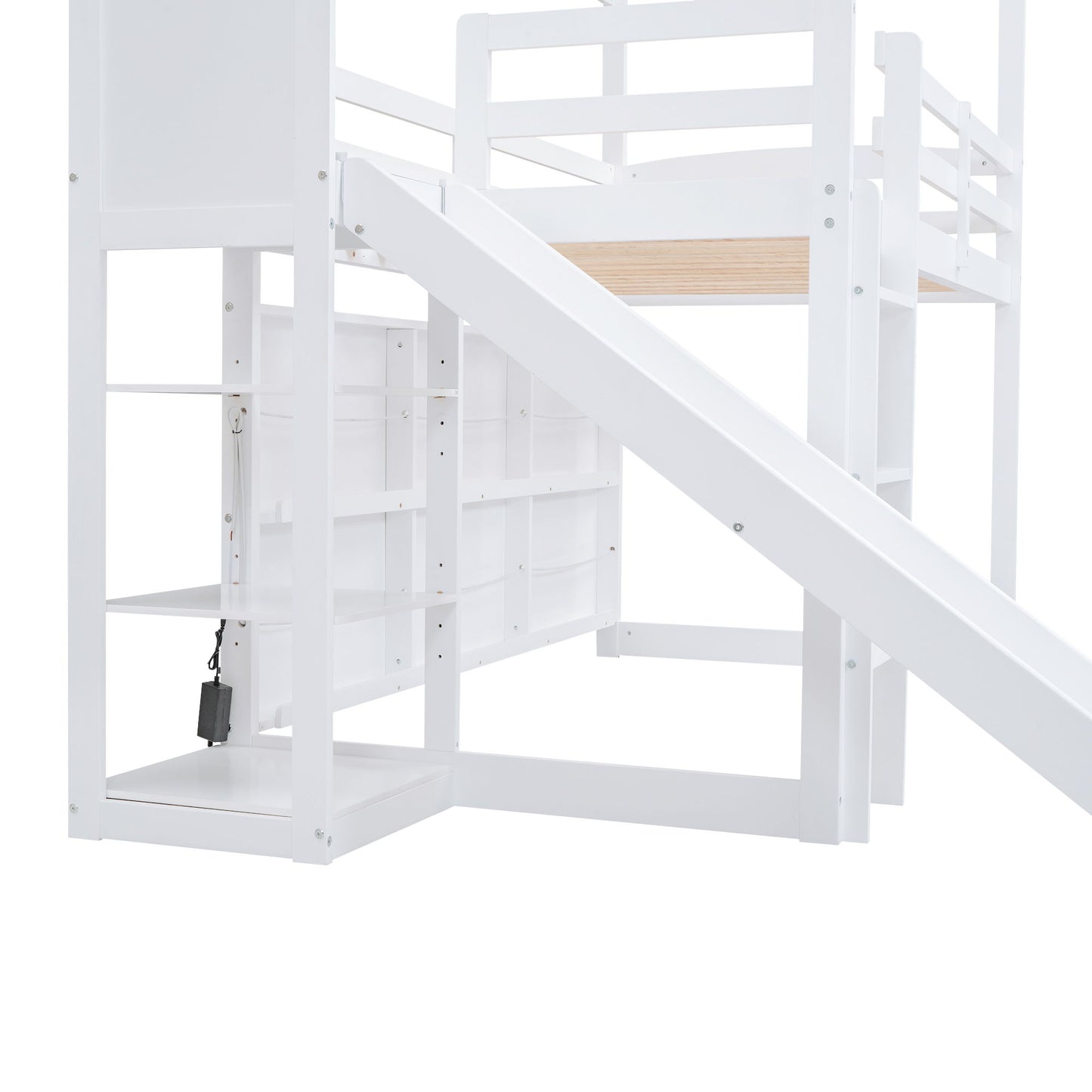 House Loft Bed With Slide, Storage Shelves And Light, Climbing Ramp - The Sleep Loft - Online Mattress Showroom NYC