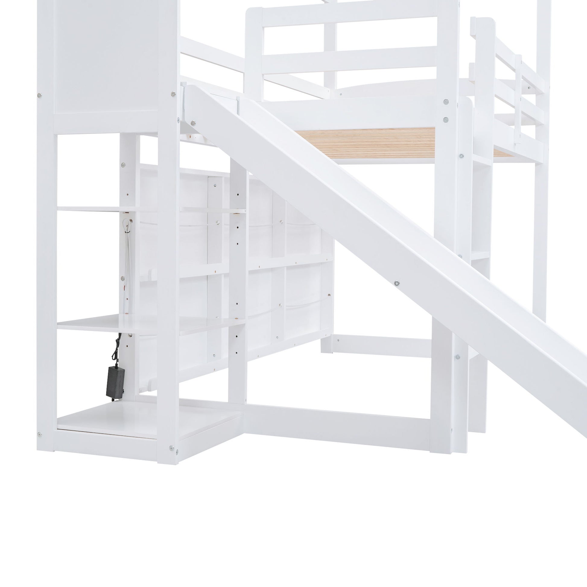 House Loft Bed With Slide, Storage Shelves And Light, Climbing Ramp - The Sleep Loft - Online Mattress Showroom NYC