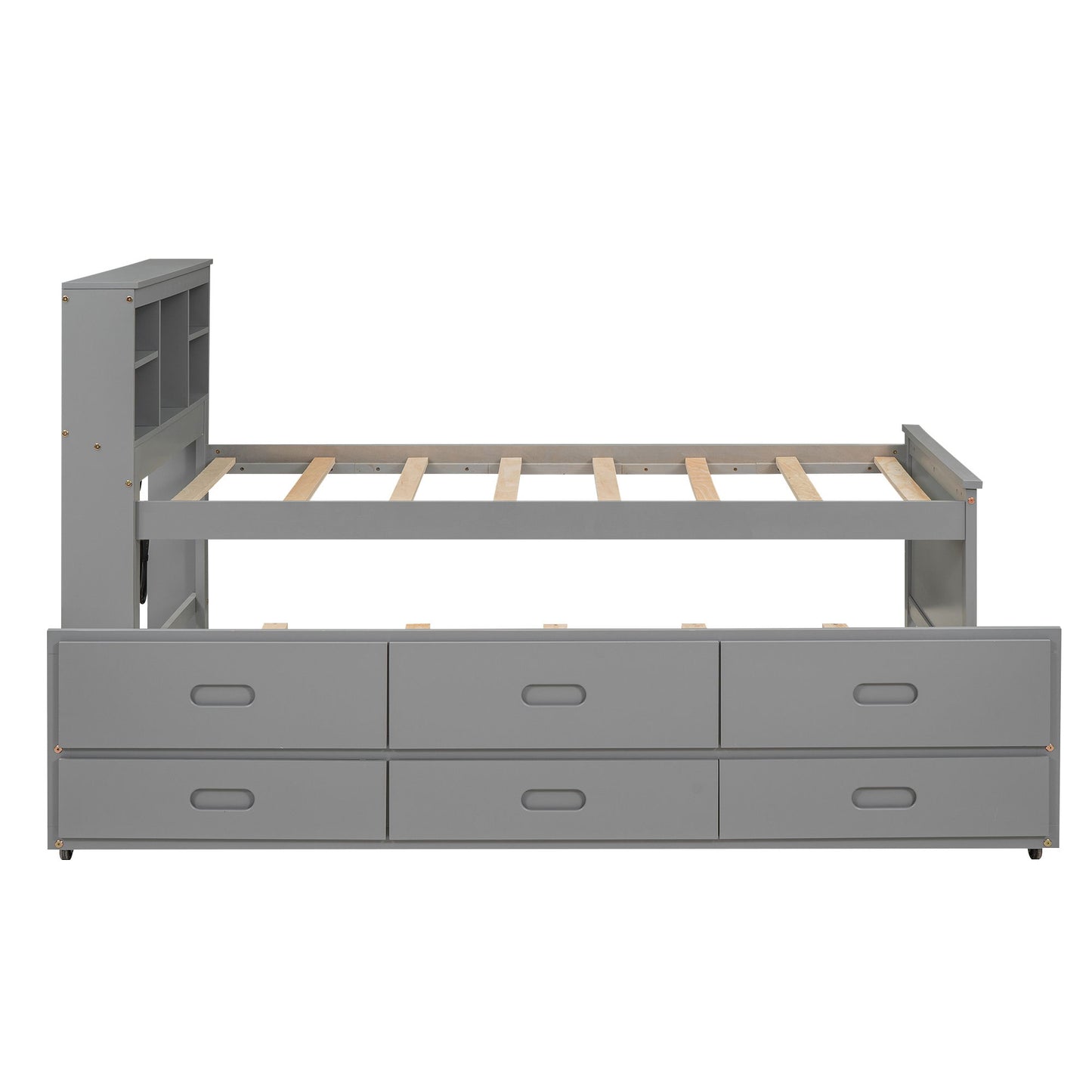 Platform Bed With Storage Headboard, USB, Trundle And 3 Drawers - The Sleep Loft - Online Mattress Showroom NYC