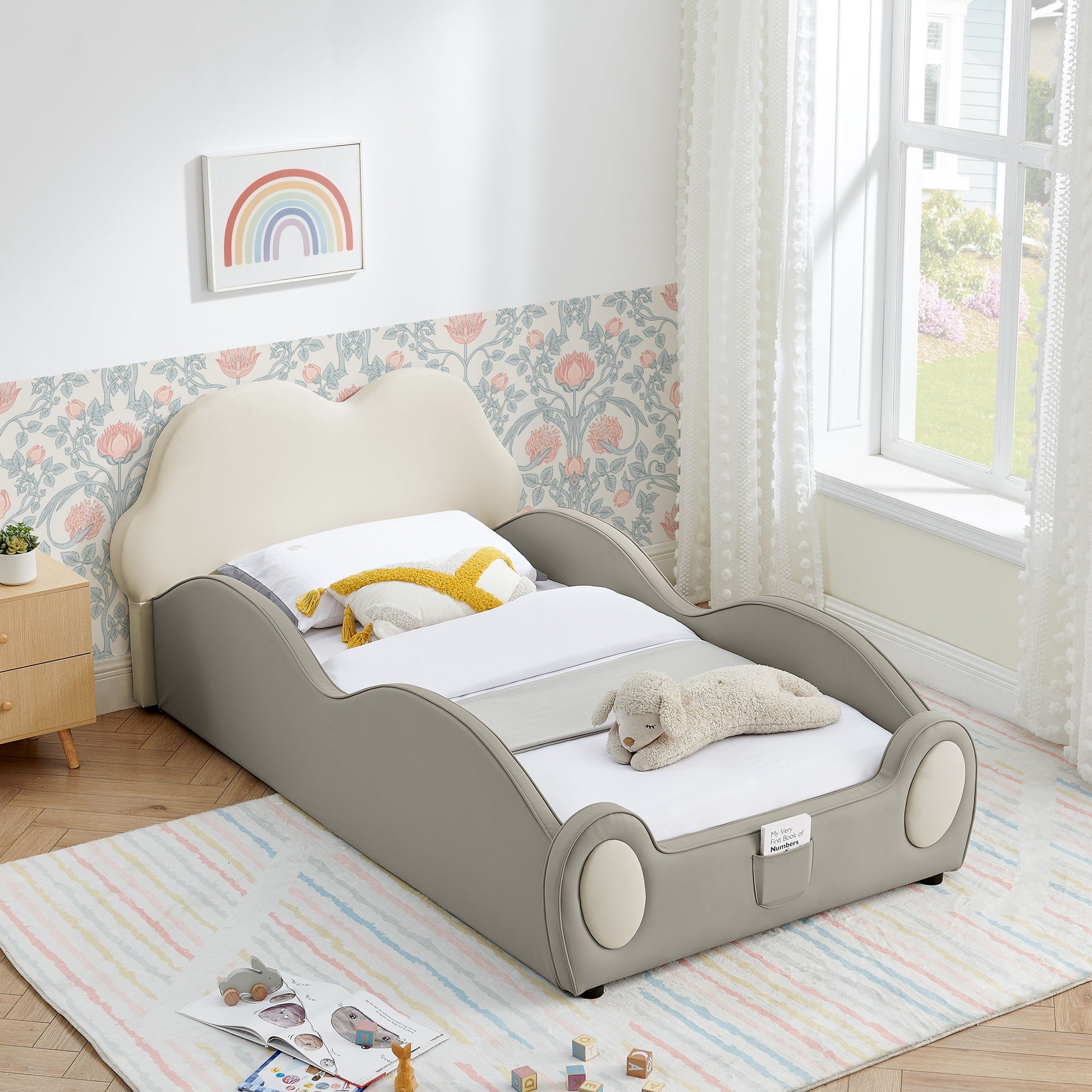Cute Cloud Shape Bed With Guardrails Cartoon Design, Storage Pocket - The Sleep Loft - Online Mattress Showroom NYC