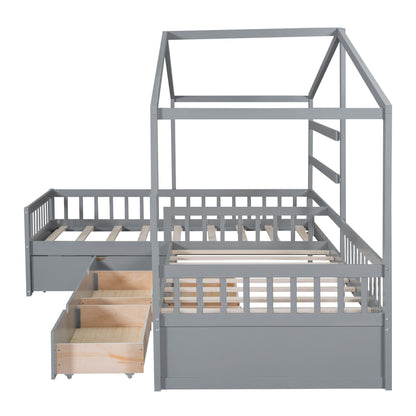 L Shape Platform Bed With 3 Storage Drawers - The Sleep Loft - Online Mattress Showroom NYC