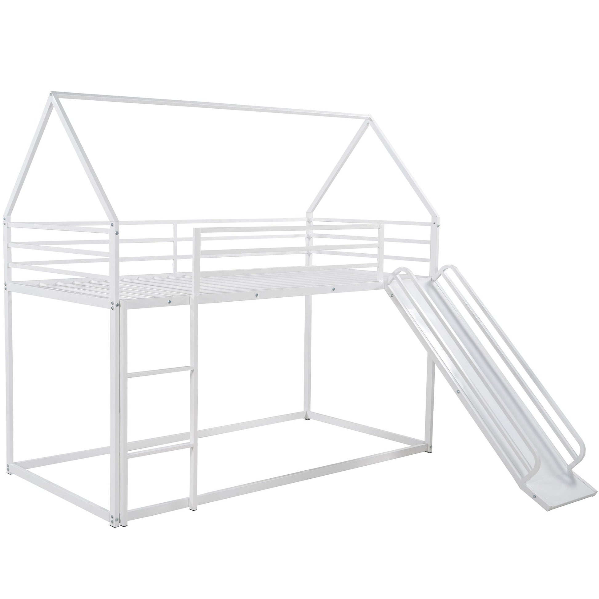 Twin Over Twin House Bunk Bed With Ladder And Slide - The Sleep Loft - Online Mattress Showroom NYC