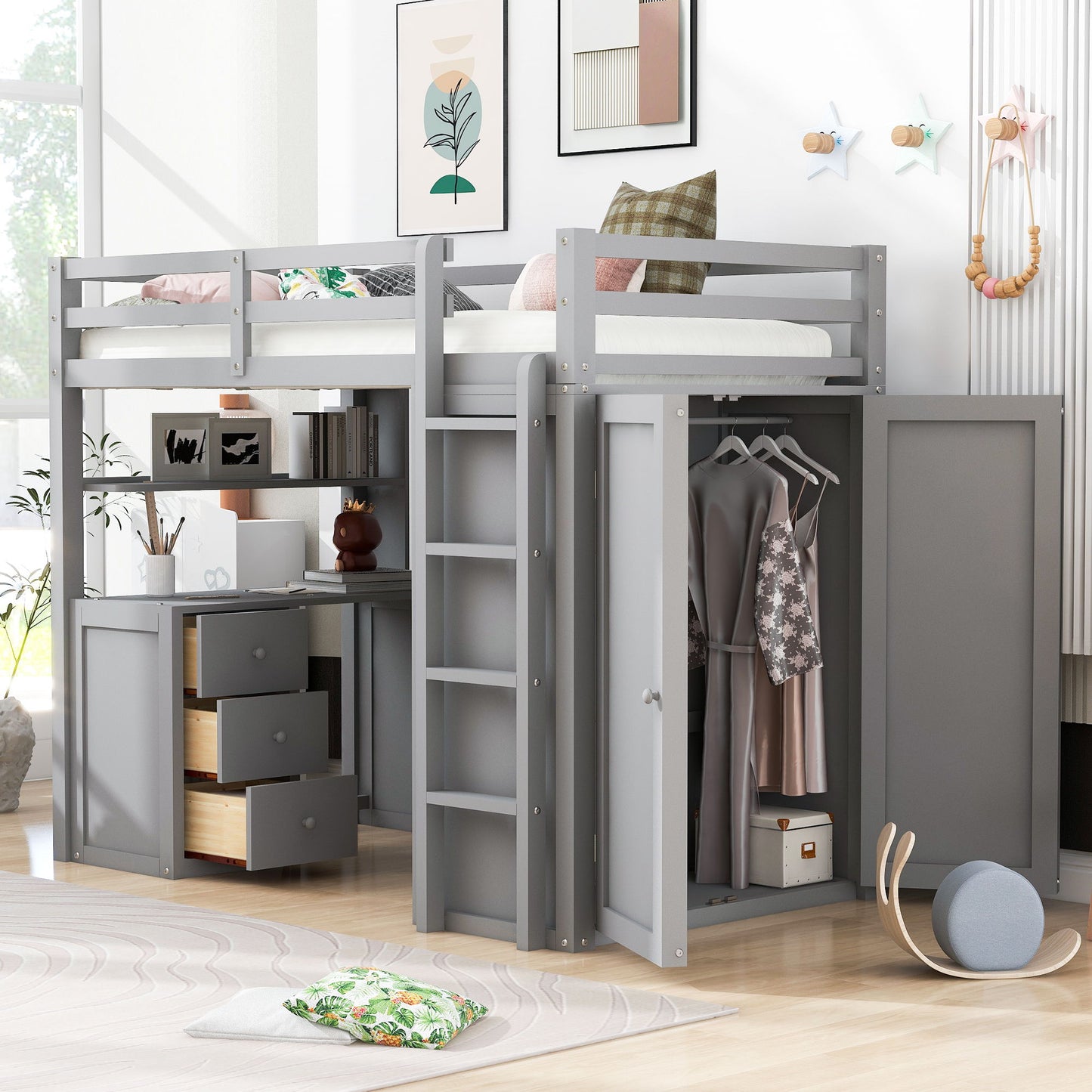 Loft Bed With Drawers, Desk, And Wardrobe - The Sleep Loft - Online Mattress Showroom NYC