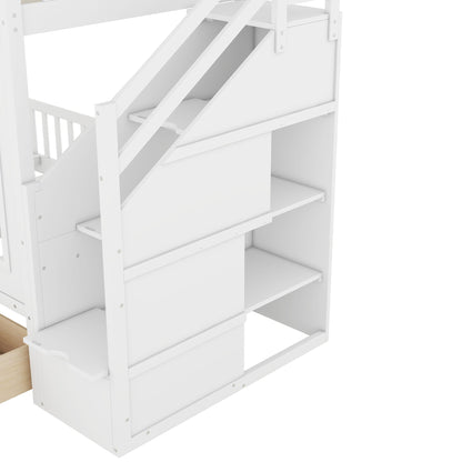 Twin Over Twin Bunk Bed With Changeable Table, Bunk Bed Turn Into Upper Bed And Down Desk - The Sleep Loft - Online Mattress Showroom NYC