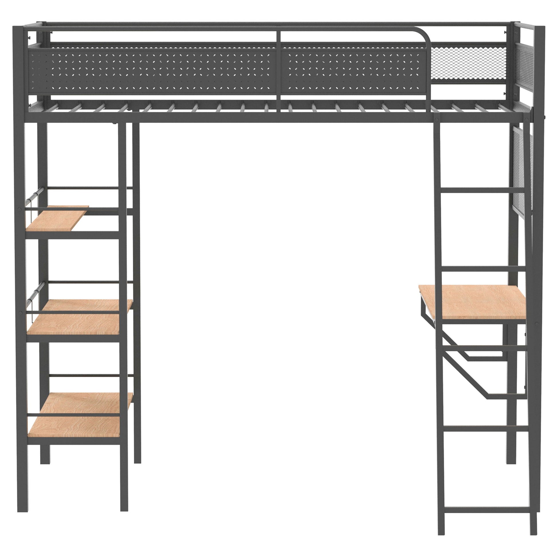 William - Twin Loft Bed 3 Shelf With Built In Desk - Matte Black - The Sleep Loft - Online Mattress Showroom NYC