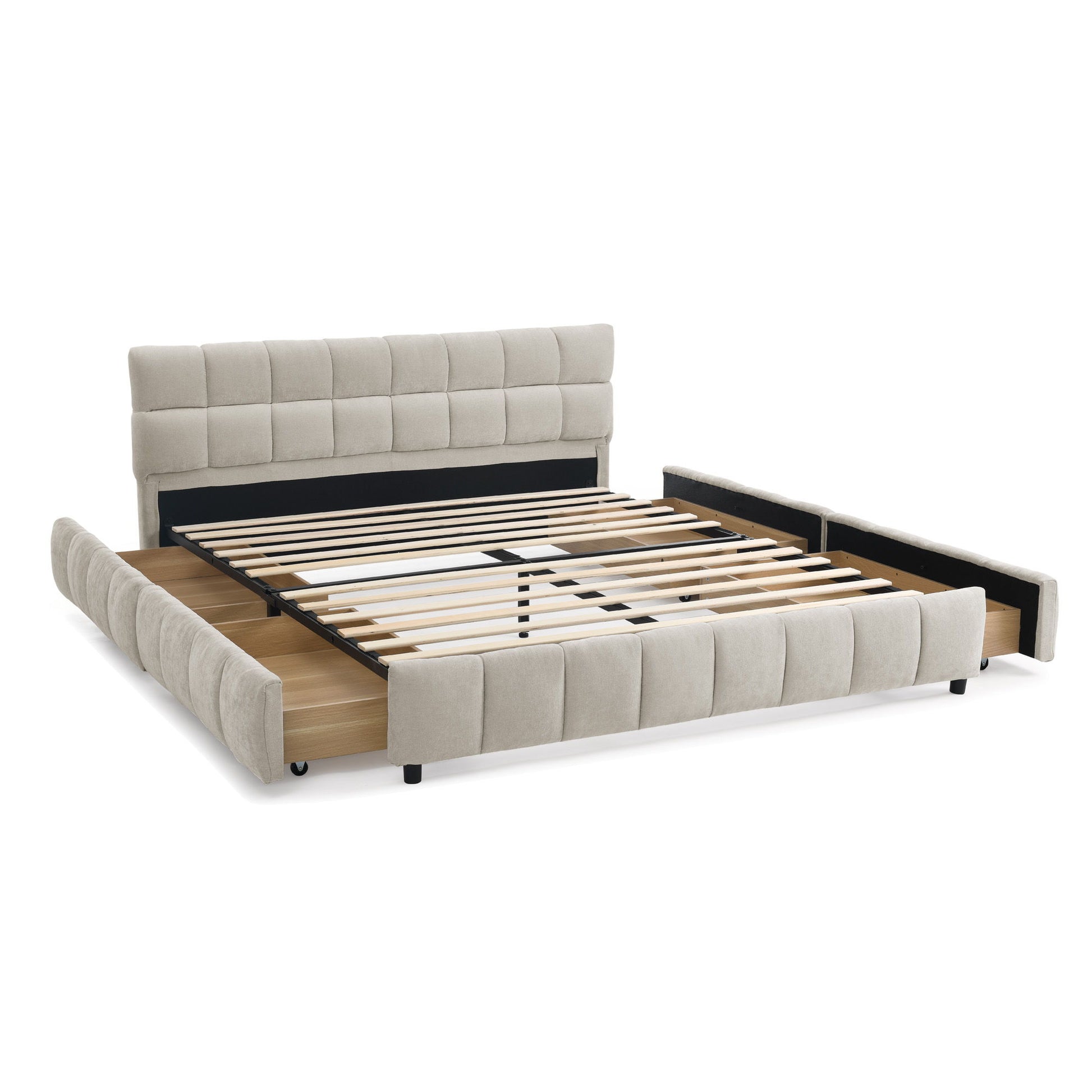 Modern Platform Bed Frame With Thick Fabric - The Sleep Loft - Online Mattress Showroom NYC