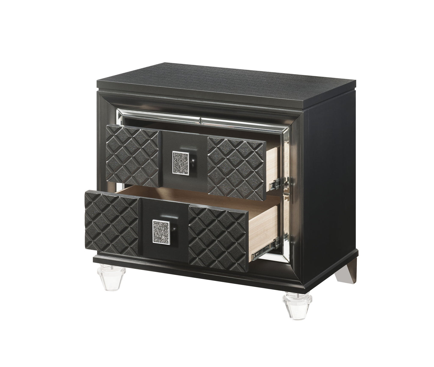 Sawyer - Metallic Nightstand - Gray - The Sleep Loft - Online Mattress Showroom NYC