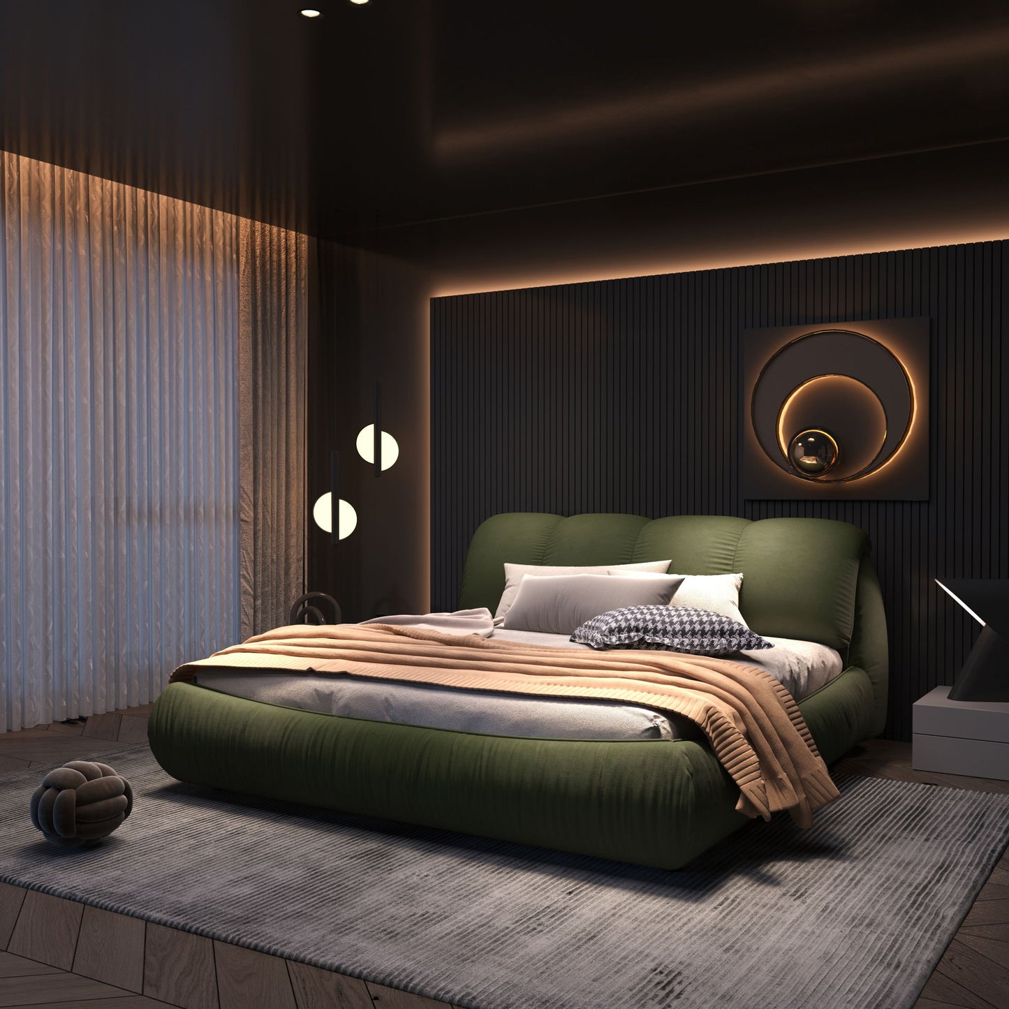 Luxury Upholstered Platform Bed With Oversized Padded Backrest And Solid Wood Frame - The Sleep Loft - Online Mattress Showroom NYC