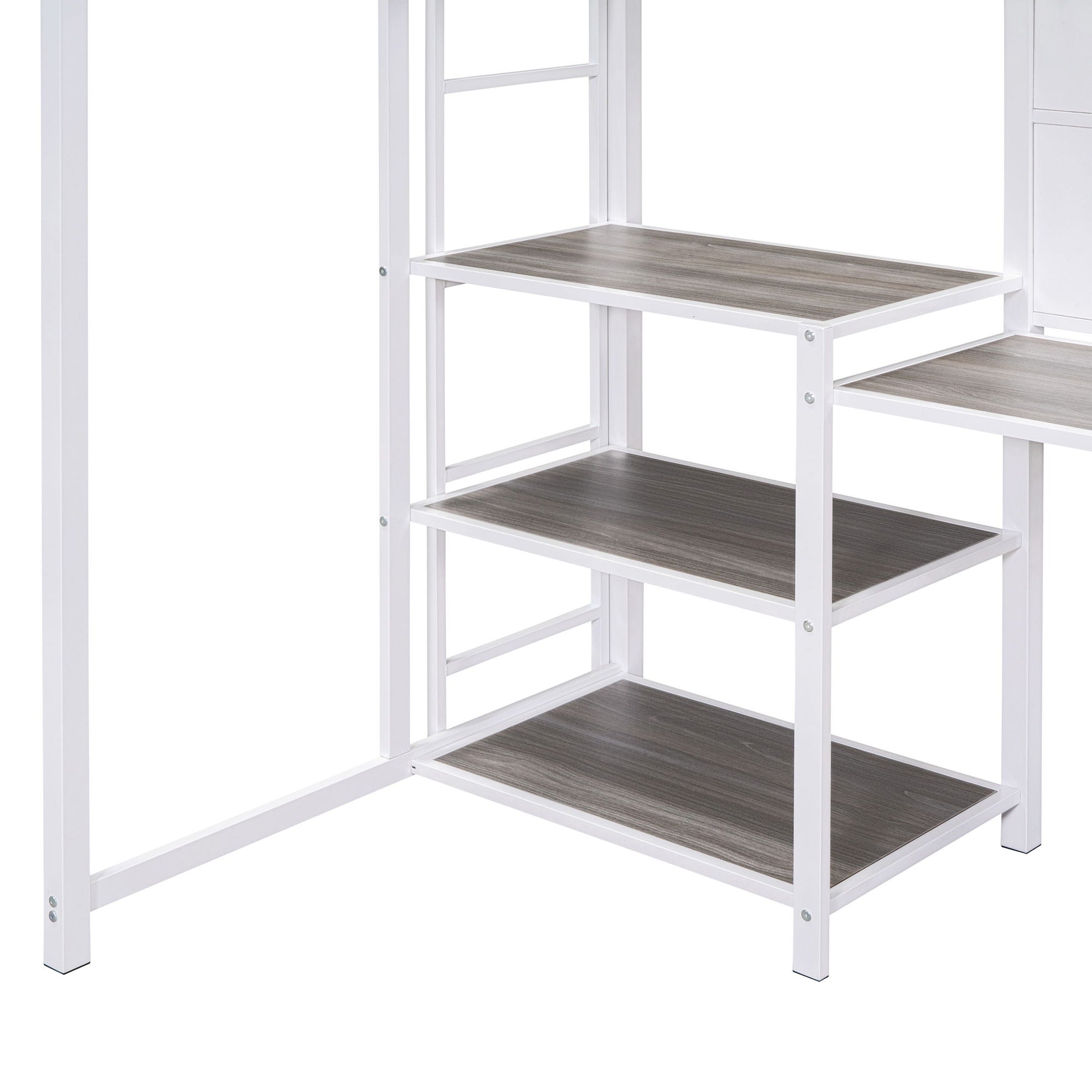 Metal Loft Bed With Desk, 3 Shelves And Ladder - The Sleep Loft - Online Mattress Showroom NYC