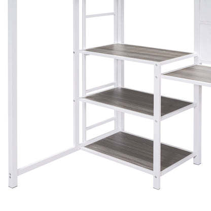 Metal Loft Bed With Desk, 3 Shelves And Ladder - The Sleep Loft - Online Mattress Showroom NYC