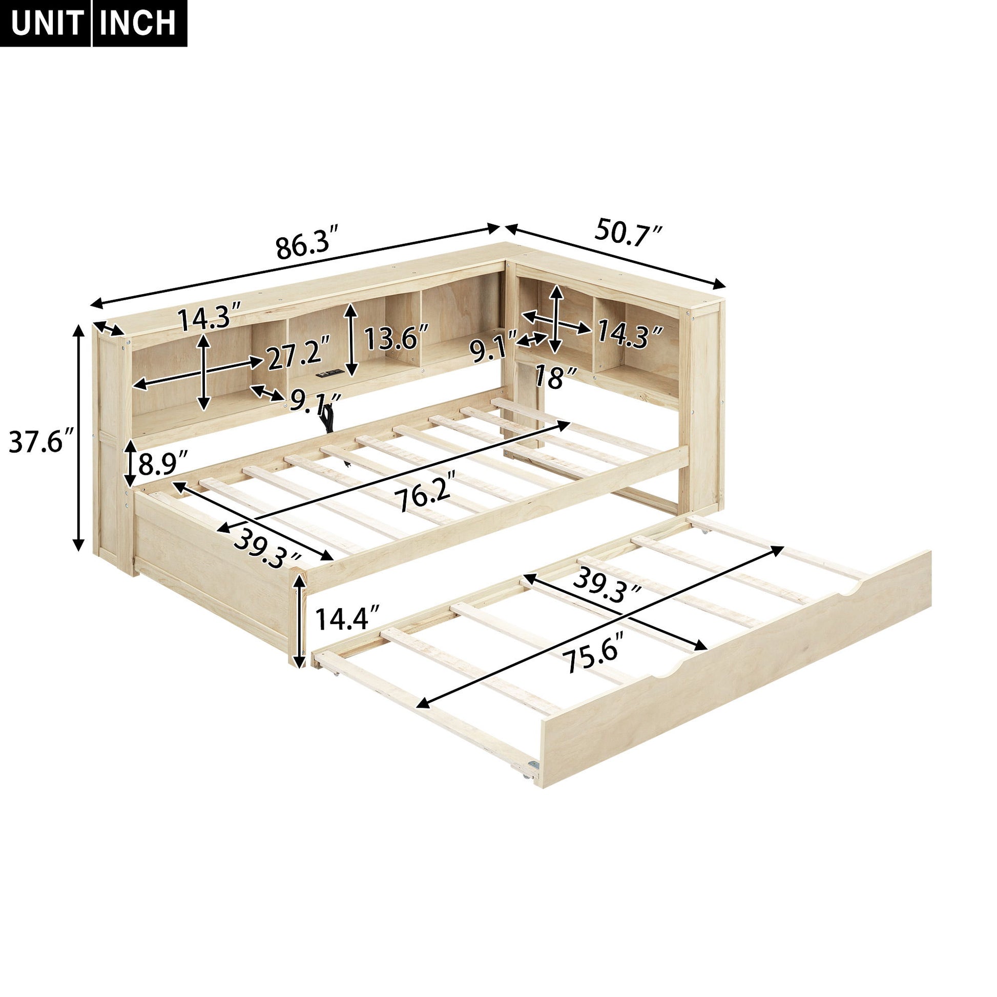 Daybed With Trundle, Storage Cabinets, USB Ports - The Sleep Loft - Online Mattress Showroom NYC