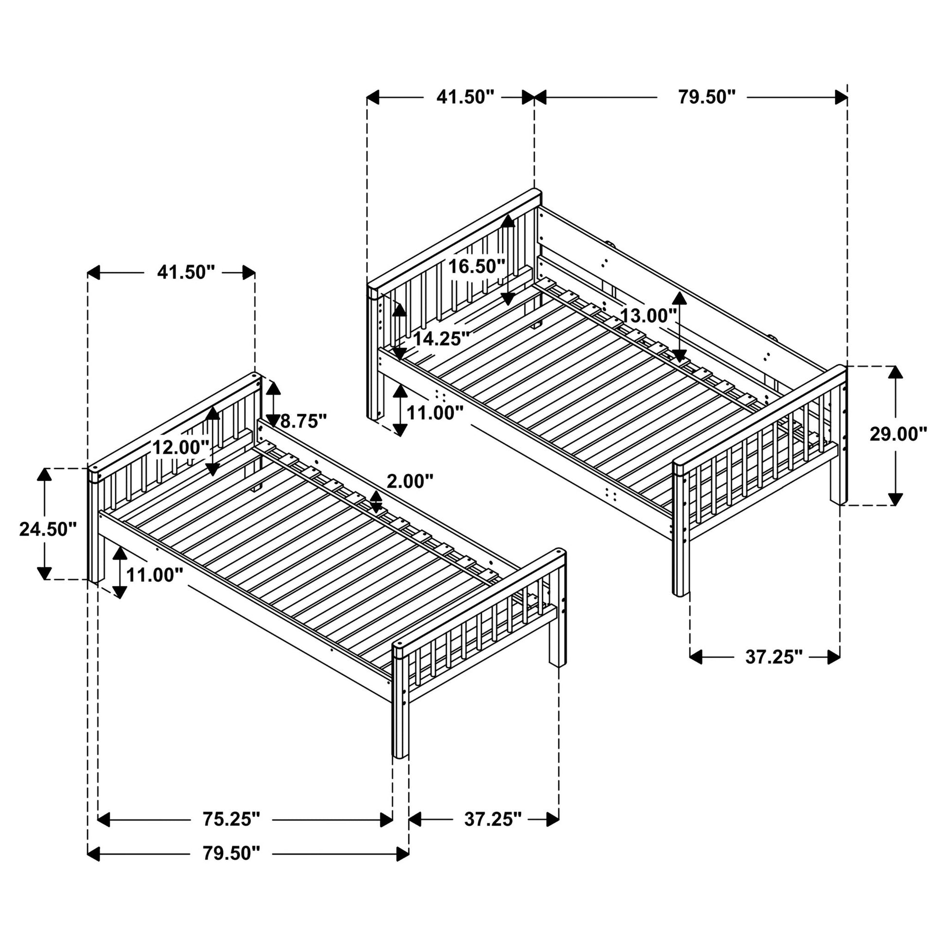 Ponderosa - Twin Over Twin Bunk Bed With Accents - Natural - The Sleep Loft - Online Mattress Showroom NYC