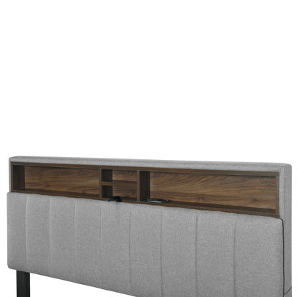 Upholstered Platform Bed With Storage Headboard, Trundle & 2 Drawers And A Set Of Sockets & USB Ports - The Sleep Loft - Online Mattress Showroom NYC