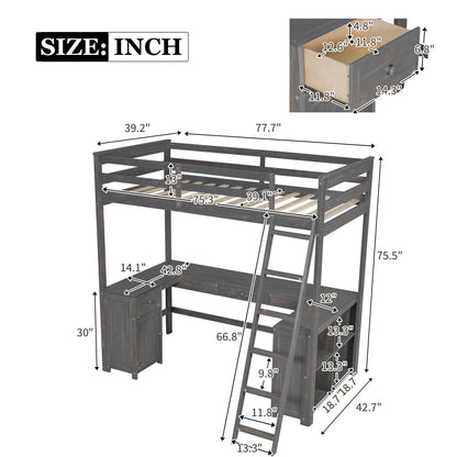Loft Bed With U-Shaped Desk, Drawers, And Storage Shelves - The Sleep Loft - Online Mattress Showroom NYC