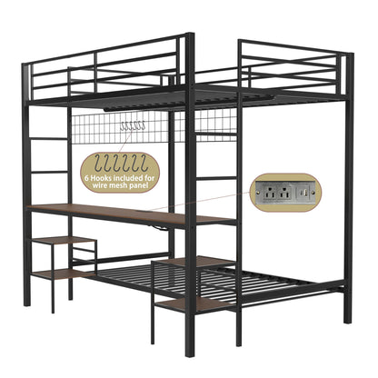 Ethan - Bunk Bed With Desk, Charging Station, Storage Shelves - The Sleep Loft - Online Mattress Showroom NYC