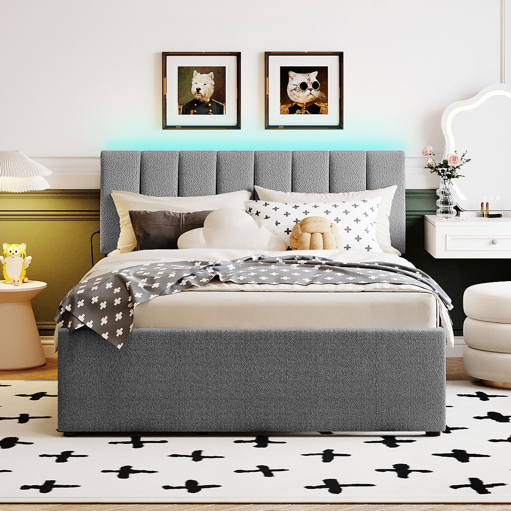Upholstered Platform Bed With Trundle - The Sleep Loft - Online Mattress Showroom NYC
