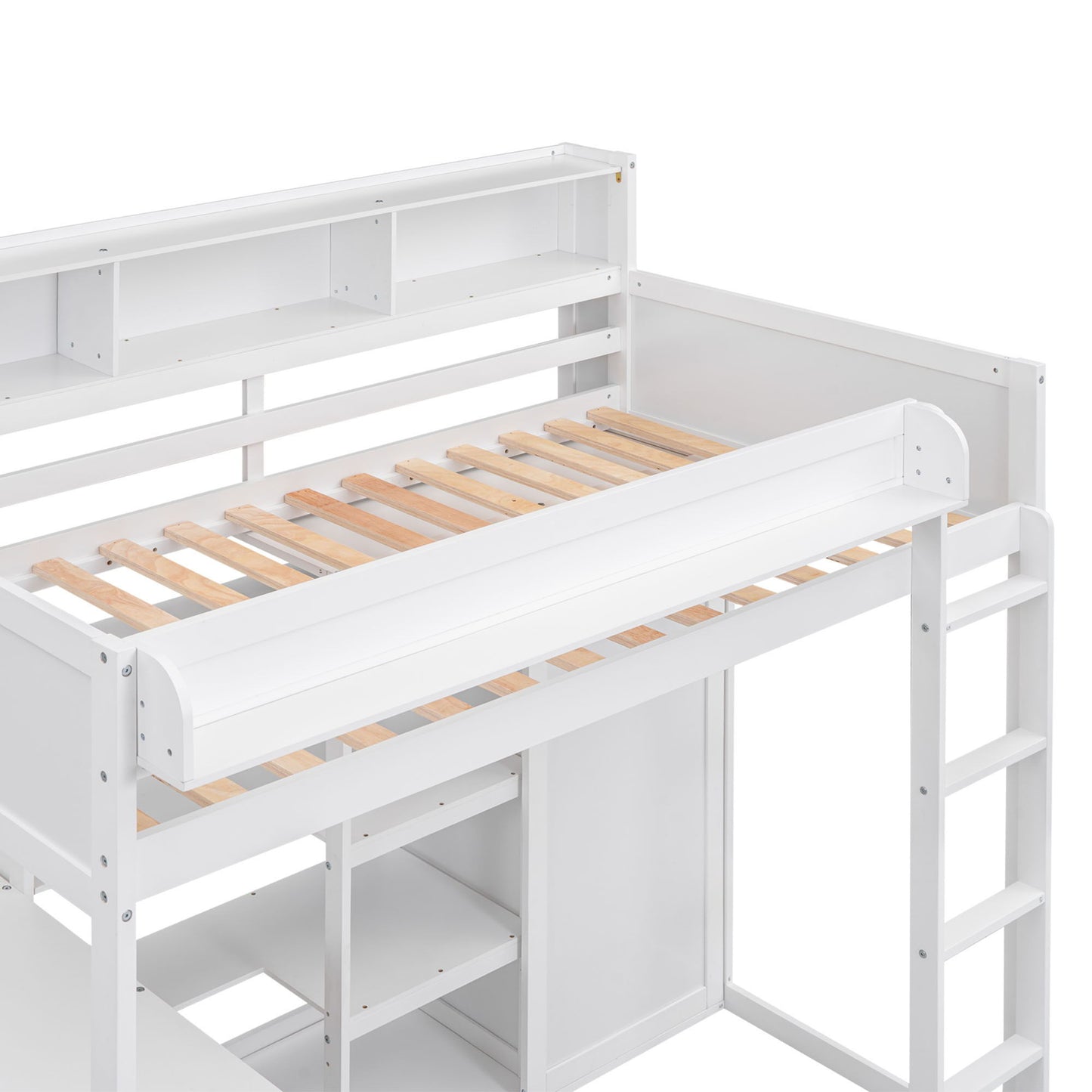 Loft Bed With Built In Desk, Storage Shelves, And Wardrobe - The Sleep Loft - Online Mattress Showroom NYC