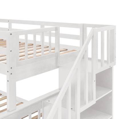 Stairway Bunk Bed With Storage And Guard Rail For Bedroom - The Sleep Loft - Online Mattress Showroom NYC