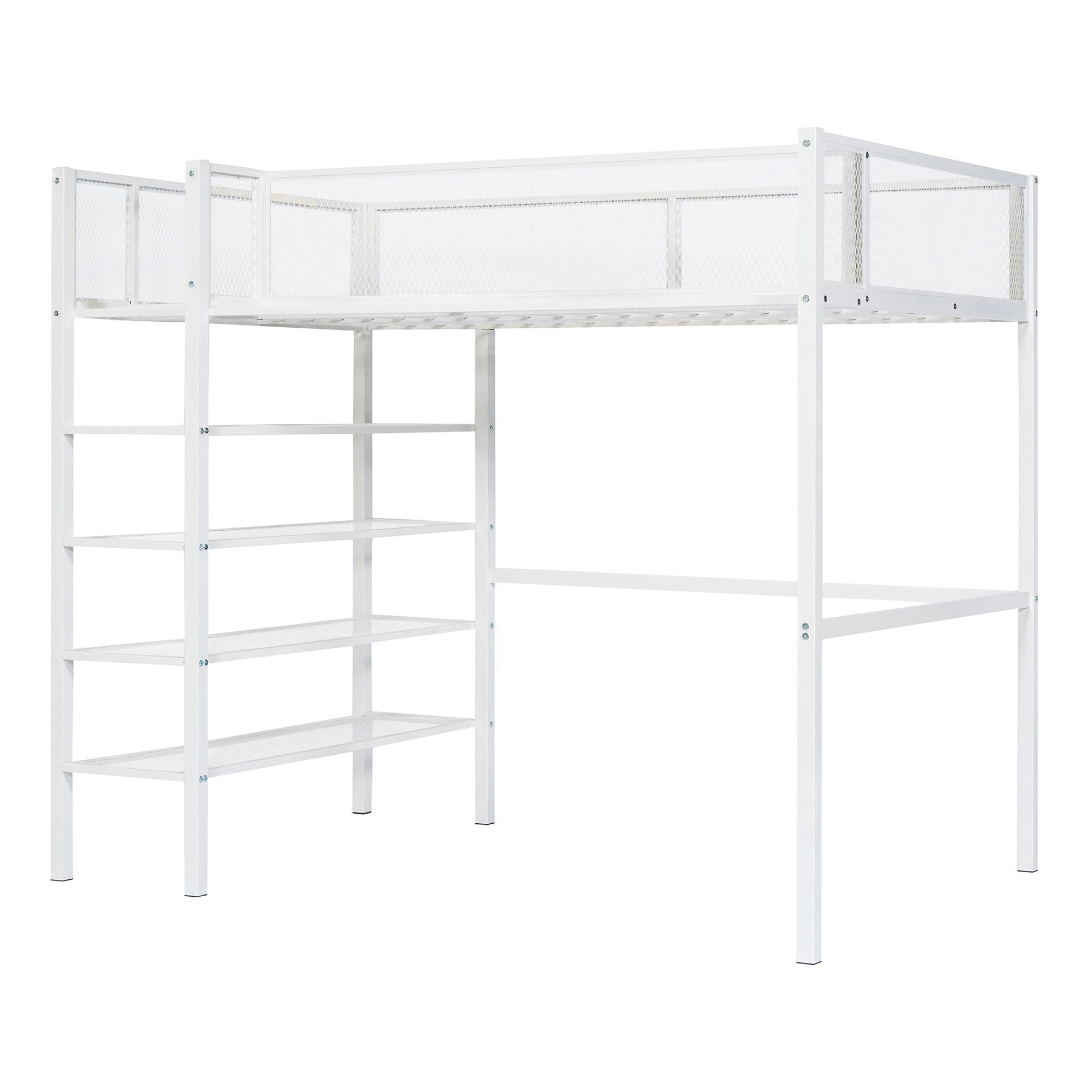 Loft Bed With 4 Tier Shelves And Storage - The Sleep Loft - Online Mattress Showroom NYC