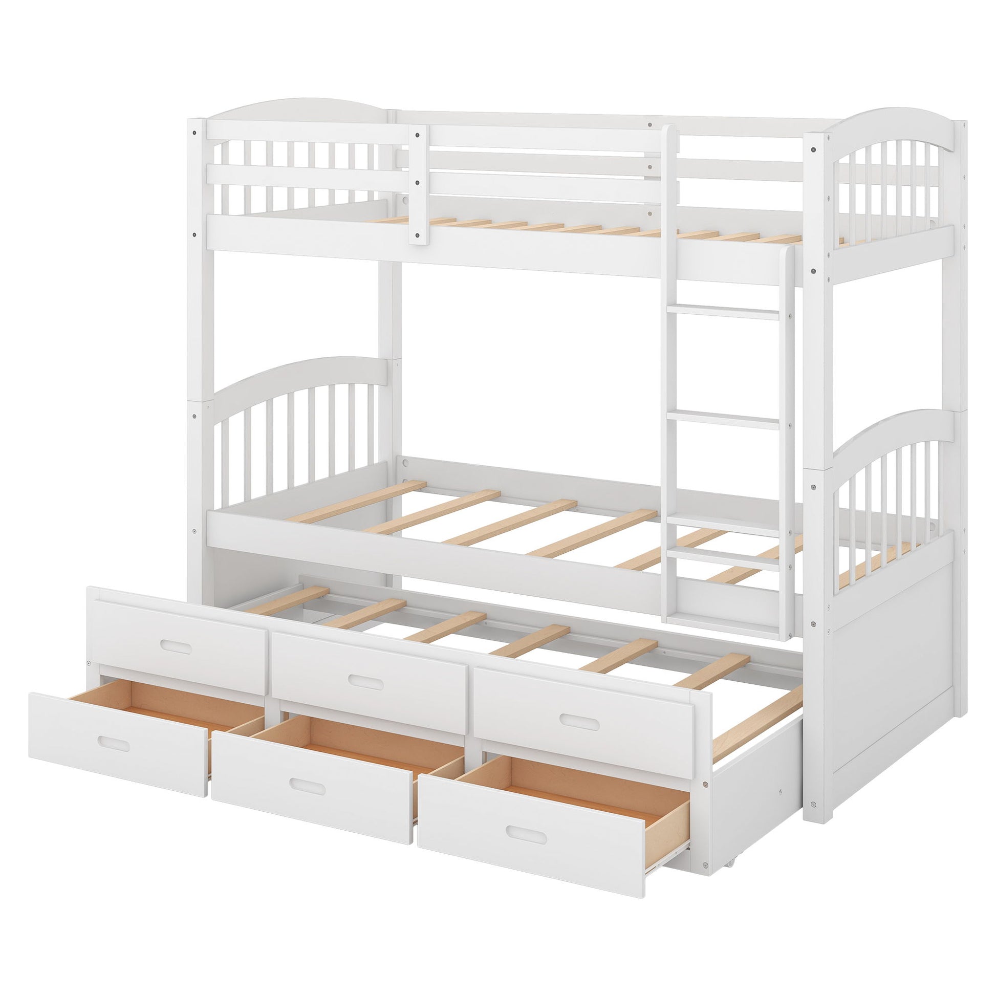 Bunk Bed With Trundle And Drawers, Arched Headboard And Footboard - The Sleep Loft - Online Mattress Showroom NYC