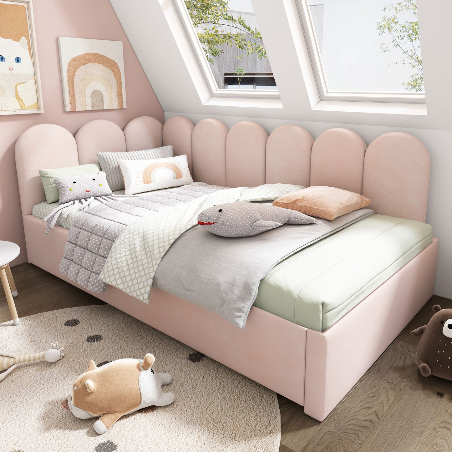 Upholstered Daybed With Metal Slatted Base - The Sleep Loft - Online Mattress Showroom NYC