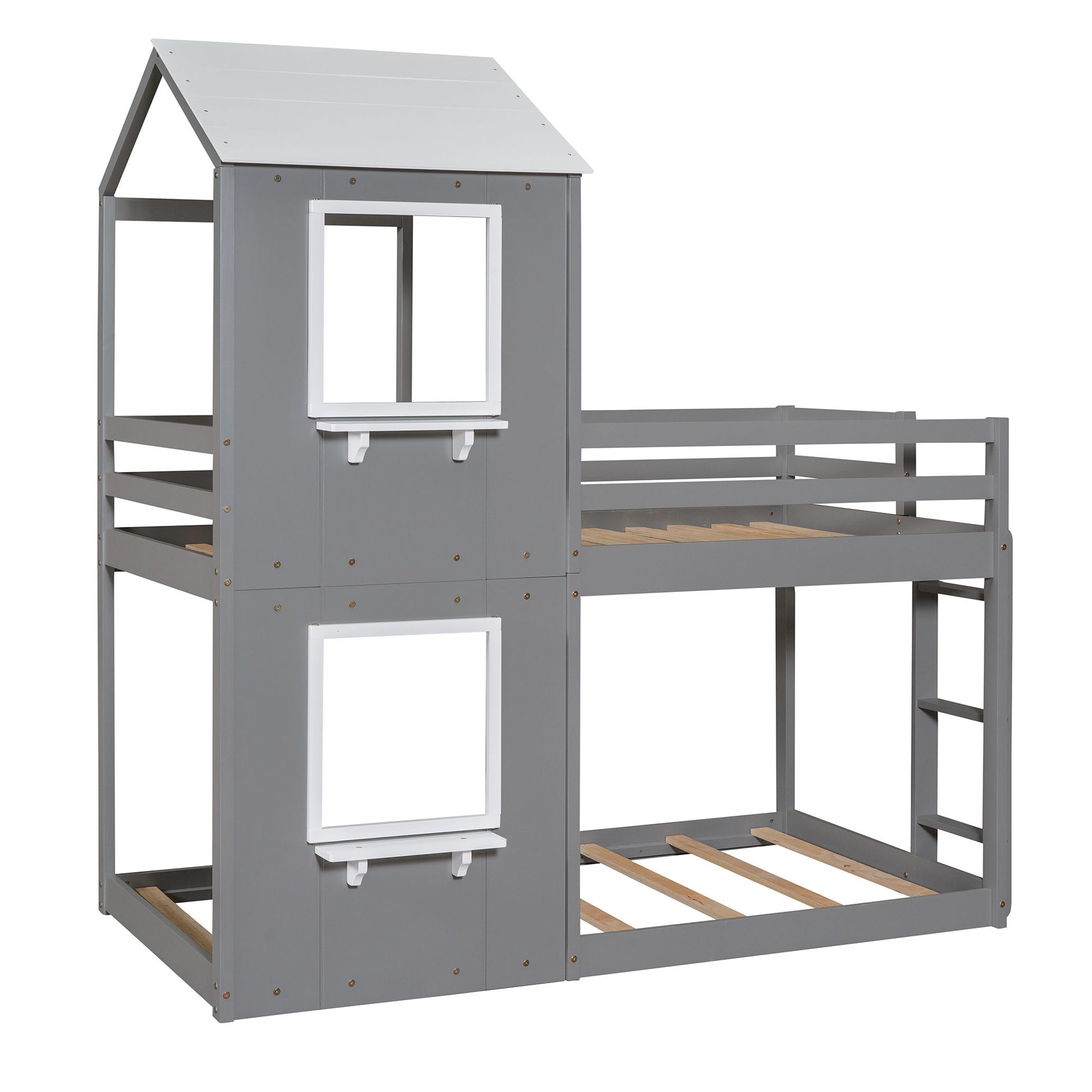 Bunk Bed Wood Bed & Roof, Window, Guardrail, Ladder - The Sleep Loft - Online Mattress Showroom NYC