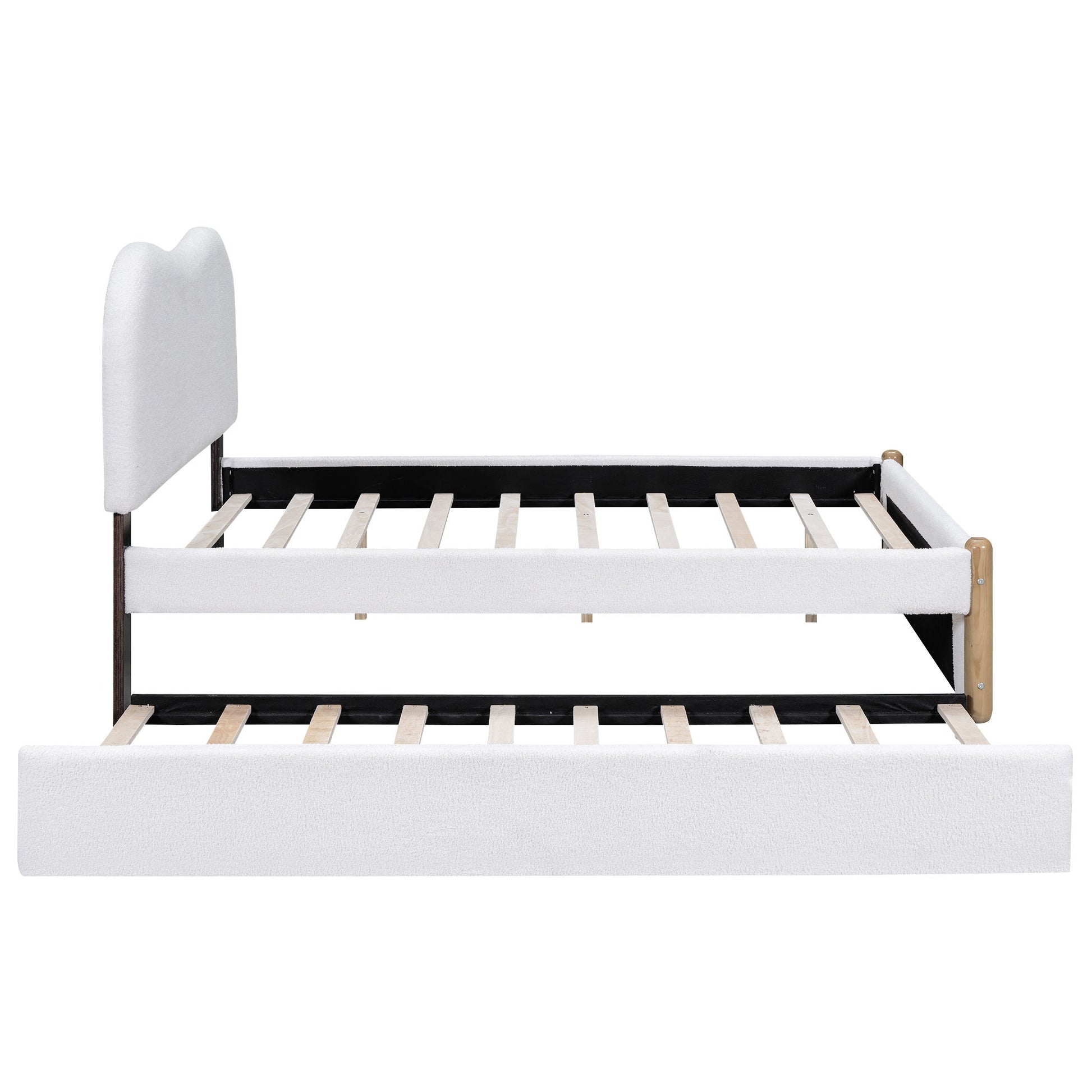 Upholstered Platform Bed With Wood Supporting Feet And Trundle - The Sleep Loft - Online Mattress Showroom NYC