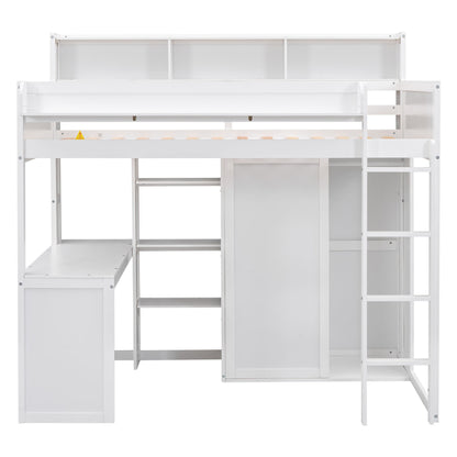 Loft Bed With Built In Desk, Storage Shelves, And Wardrobe - The Sleep Loft - Online Mattress Showroom NYC