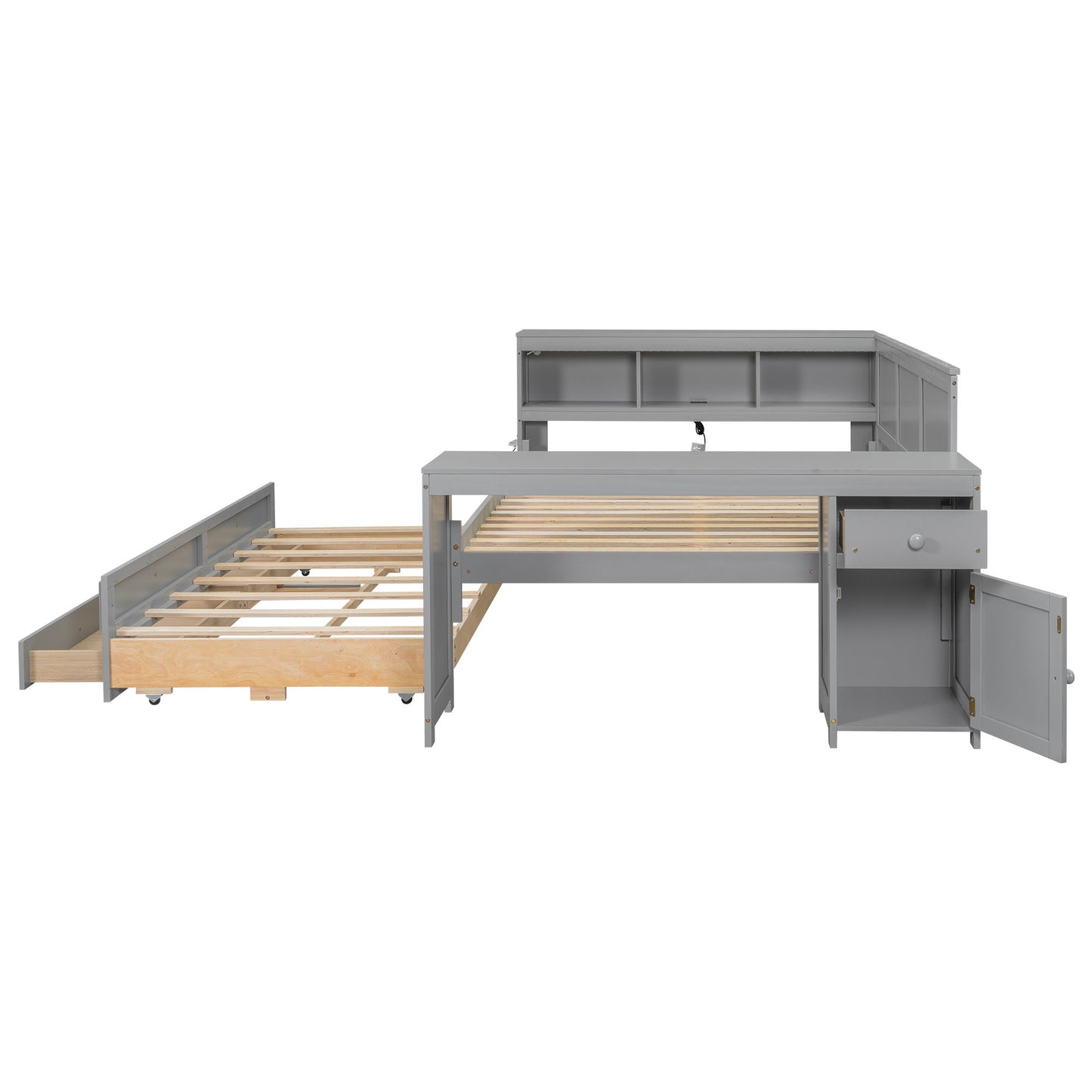 Daybed With Storage Shelves, Drawers, Trundle, Charging Station, LED Light, Desk And Cabinet - The Sleep Loft - Online Mattress Showroom NYC