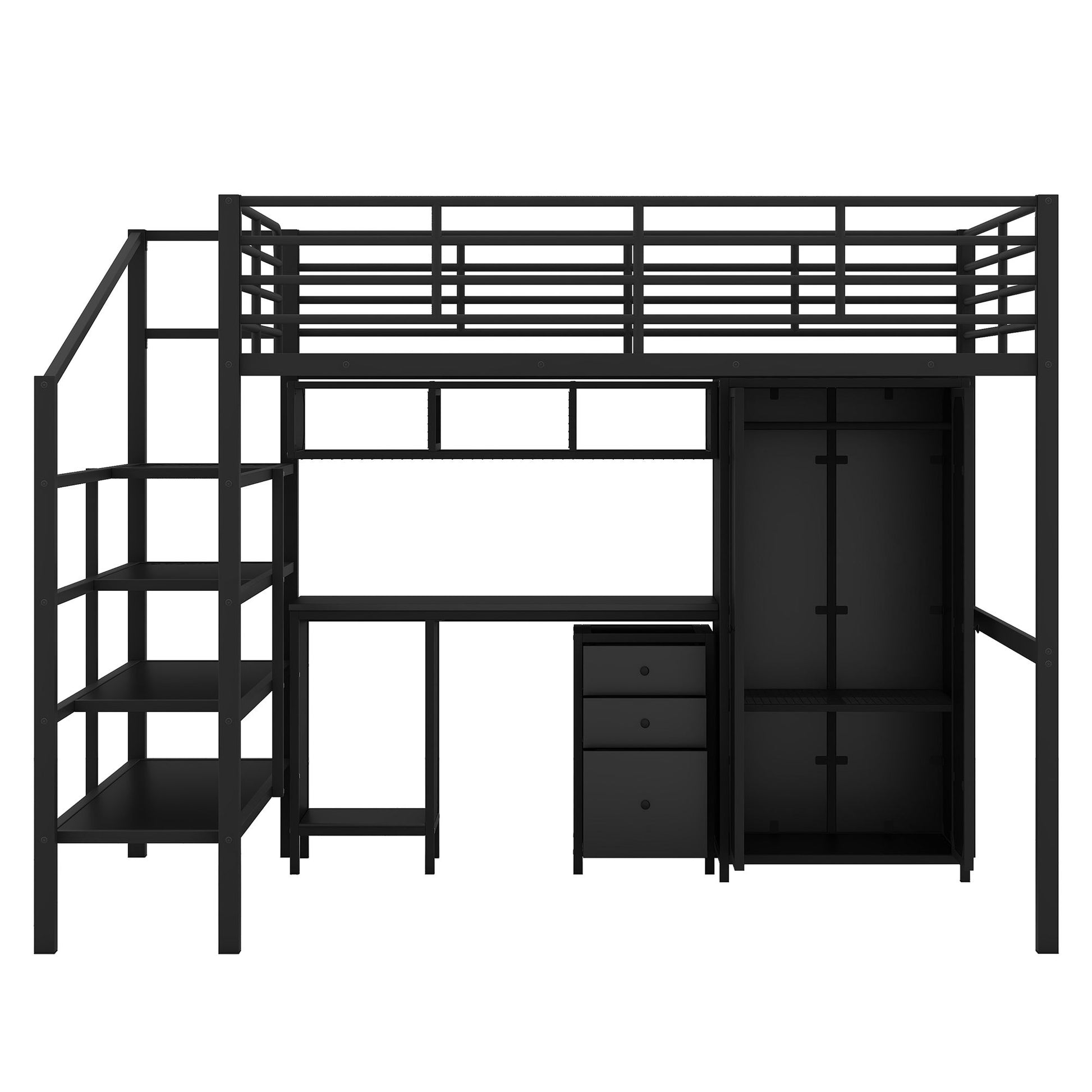 Full Size Loft Bed With Desk Set And Wardrobe - Black - The Sleep Loft - Online Mattress Showroom NYC