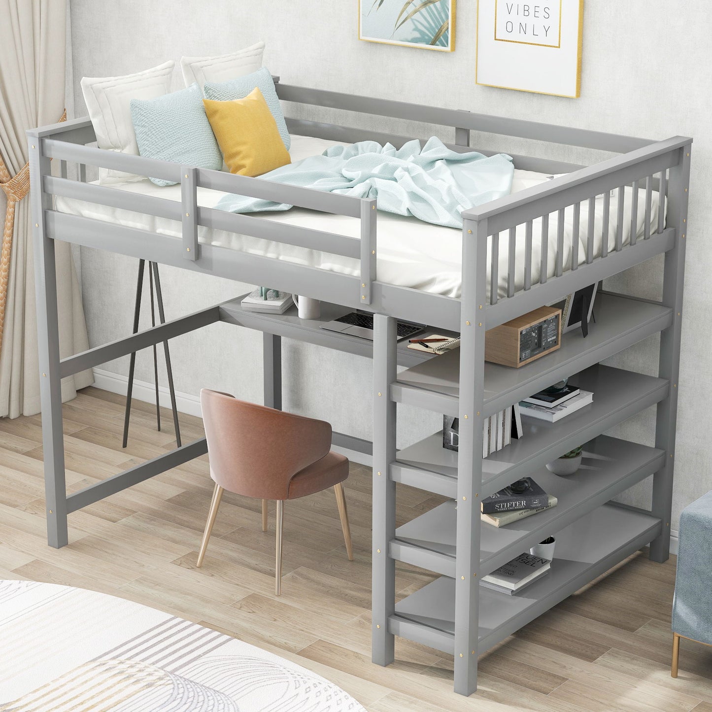 Loft Bed With Storage Shelves And Under Bed Desk - The Sleep Loft - Online Mattress Showroom NYC
