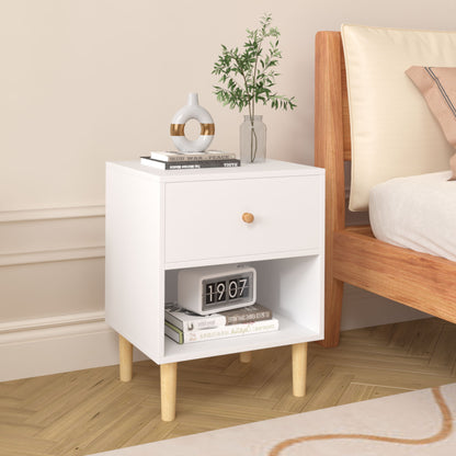 Nightstand With 1 Drawer And 1 Shelf - White - The Sleep Loft - Online Mattress Showroom NYC