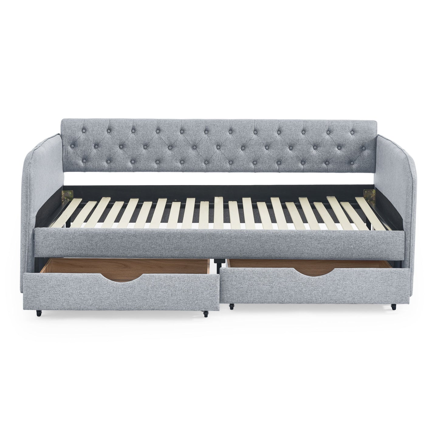 Daybed With Trundle And Storage Drawers, Flat Arms With Pocket - The Sleep Loft - Online Mattress Showroom NYC