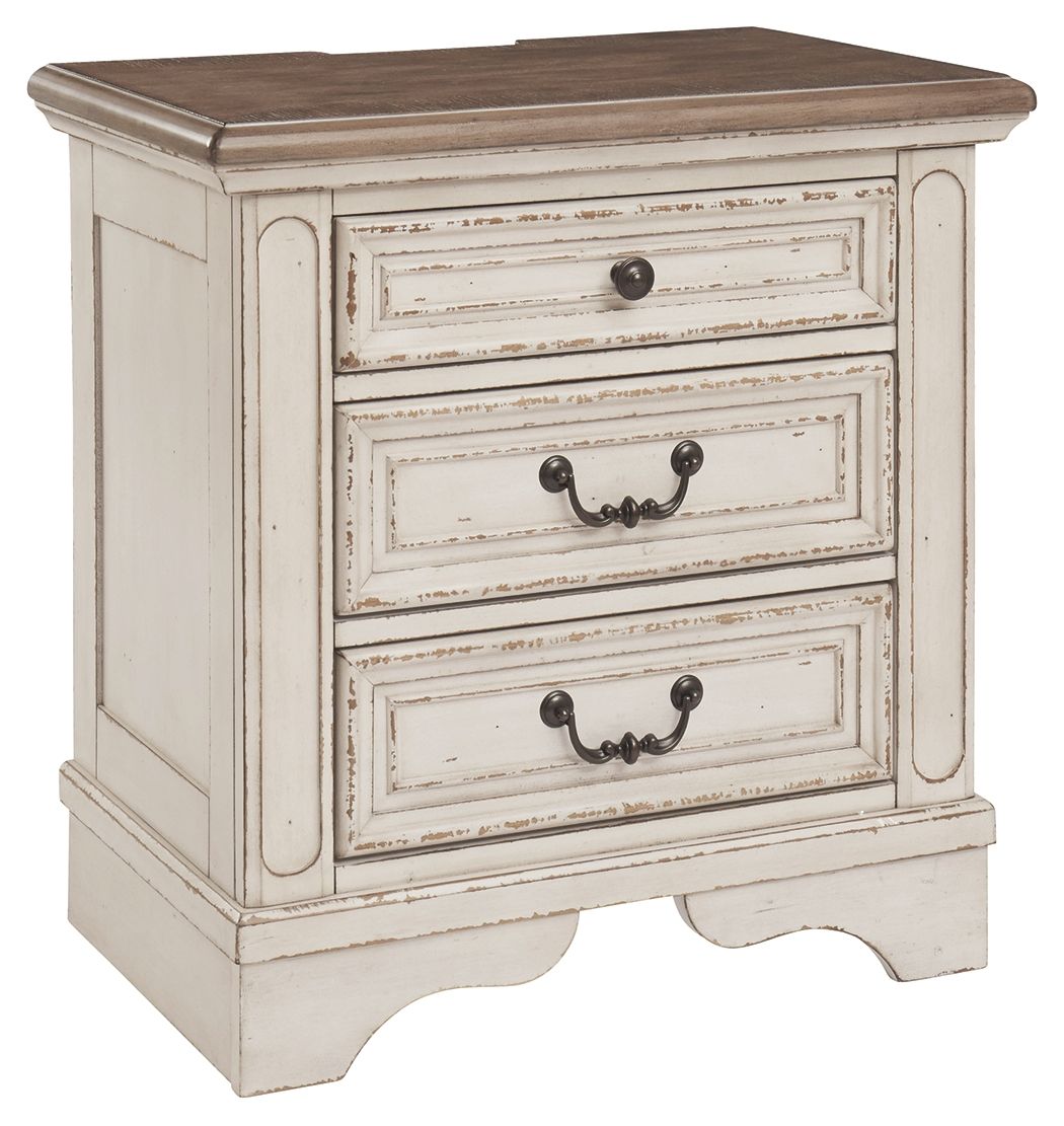 Realyn - Three Drawer Night Stand - White / Brown / Beige - The Sleep Loft - Online Mattress Showroom NYC