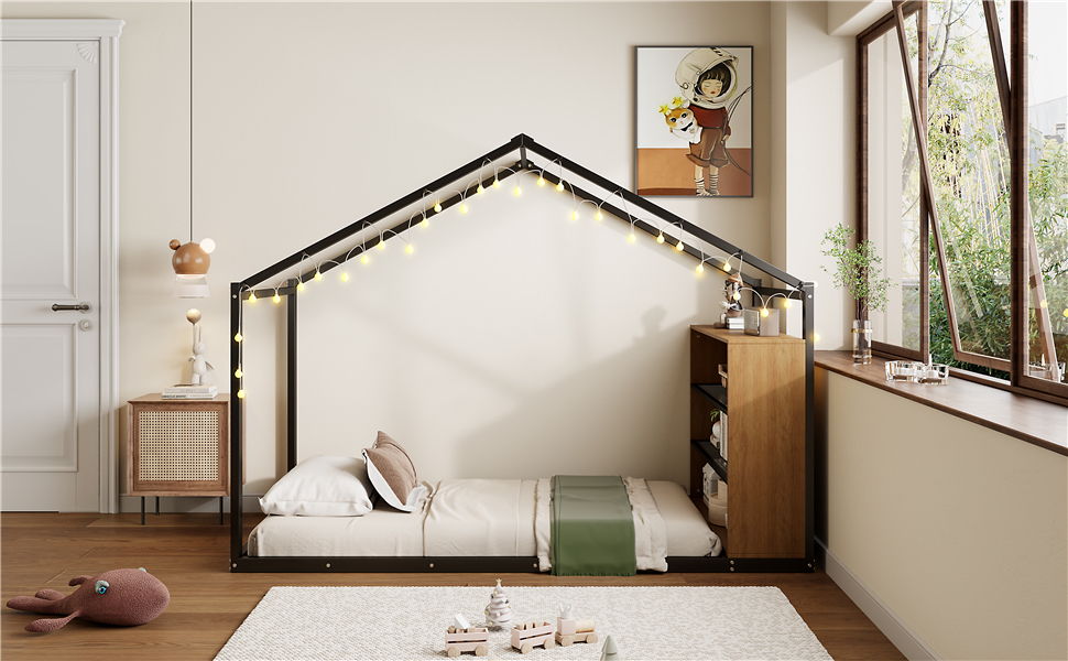 Bed House Frame With Shelves And Lights - The Sleep Loft - Online Mattress Showroom NYC