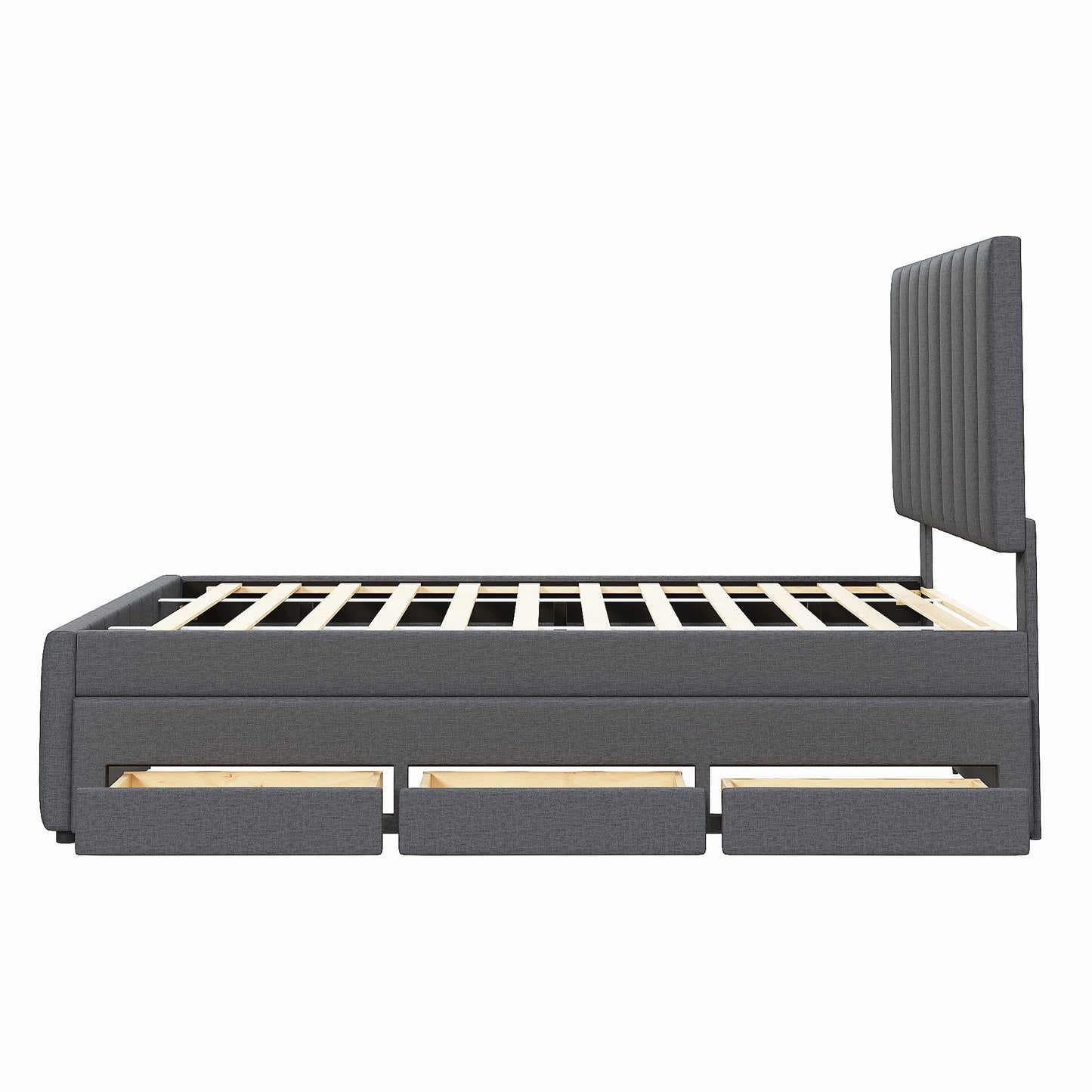 Upholstered Platform Bed With Twin Size Trundle And 3 Drawers - The Sleep Loft - Online Mattress Showroom NYC