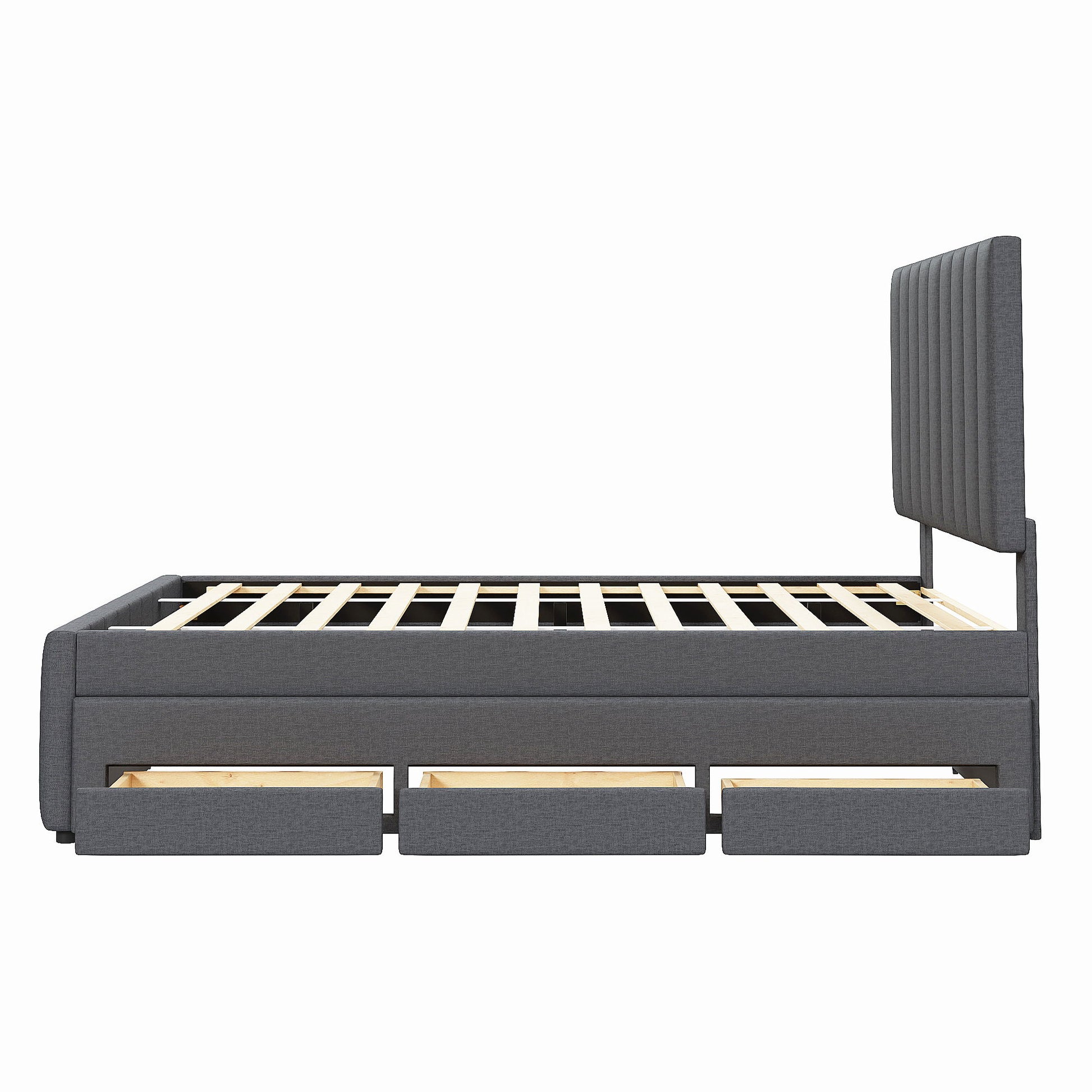 Upholstered Platform Bed With Twin Size Trundle And 3 Drawers - The Sleep Loft - Online Mattress Showroom NYC