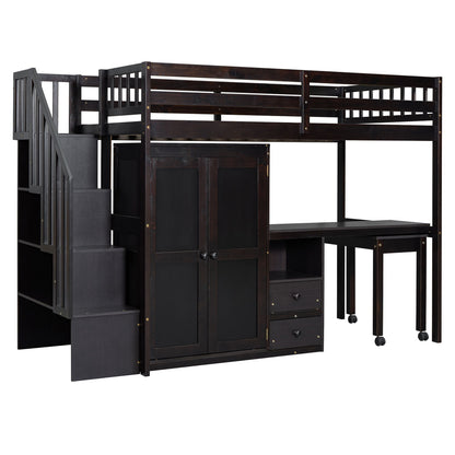 Loft Bed With Stairs, Bookshelf, Drawers, Desk & Wardrobe, Space Saving Multifunctional Furniture - The Sleep Loft - Online Mattress Showroom NYC
